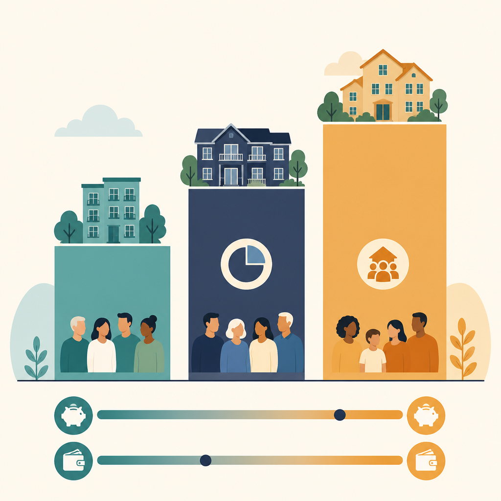 Illustration comparing market-rate, limited-equity, and zero-equity housing cooperative models.