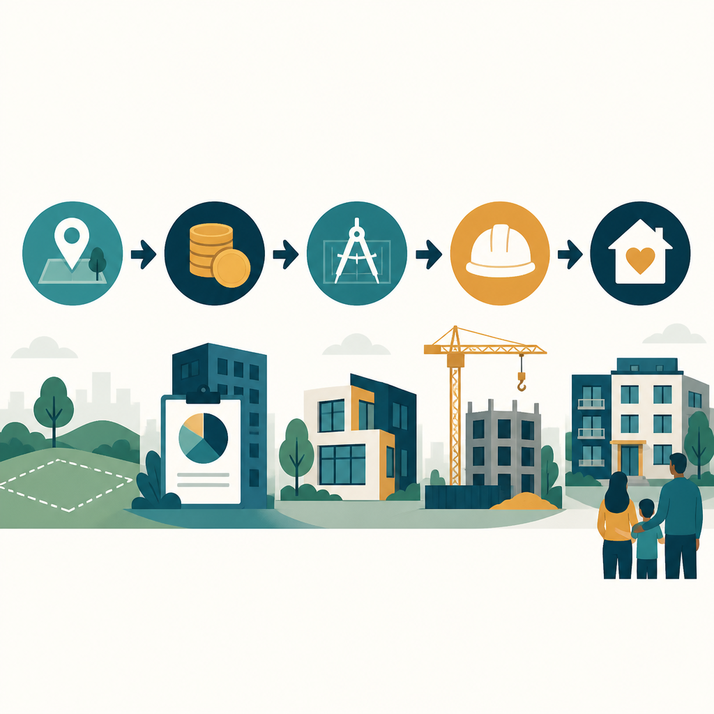 Illustration of the affordable housing development pipeline from site control through resident ownership.